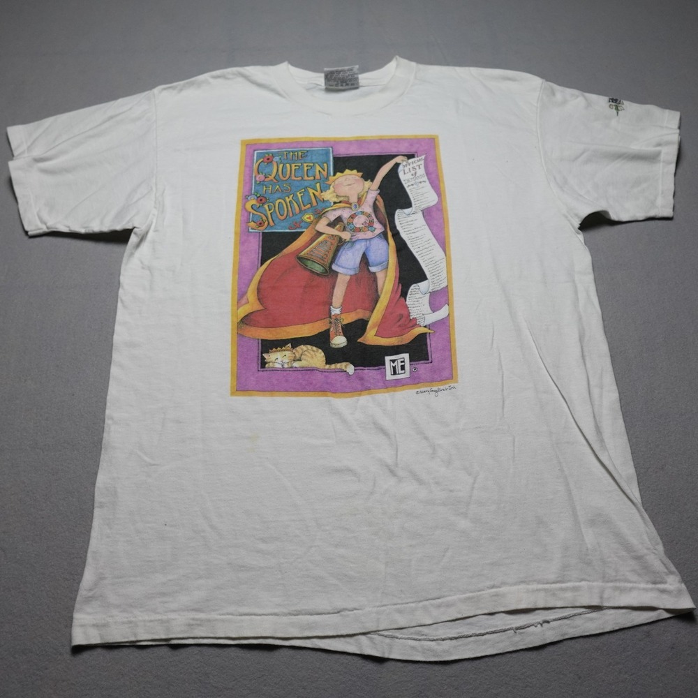 Vintage Stafford Blaine Shirt Mens XL White Queen Has Spoken Mary Engelbreit Tee